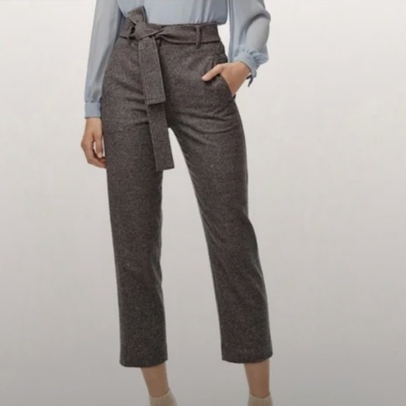 ARITZIA Wilfred Tie-Front Pant Wool Straight Leg Trousers - 2 - Picture 3 of 14